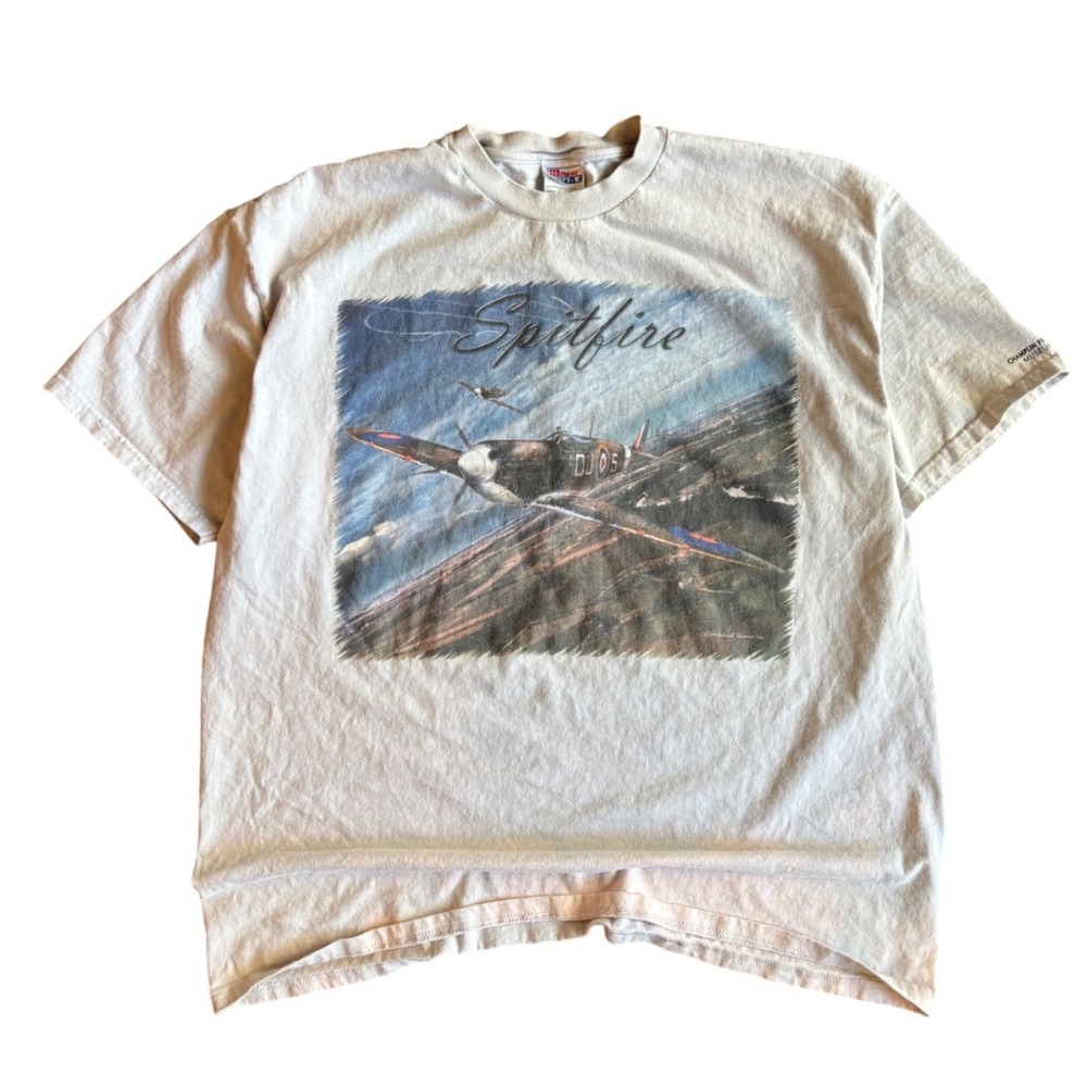 Vintage 90's Spitfire Fighter Jet Military Pilot Shirt Size XXL